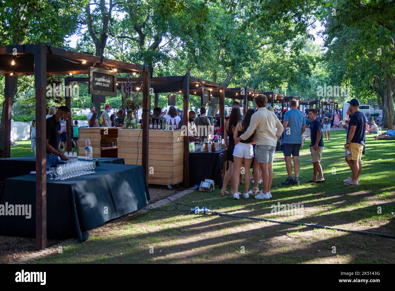 People Queue at Food Stalls at Boschendal Night Market in Western Cape ...