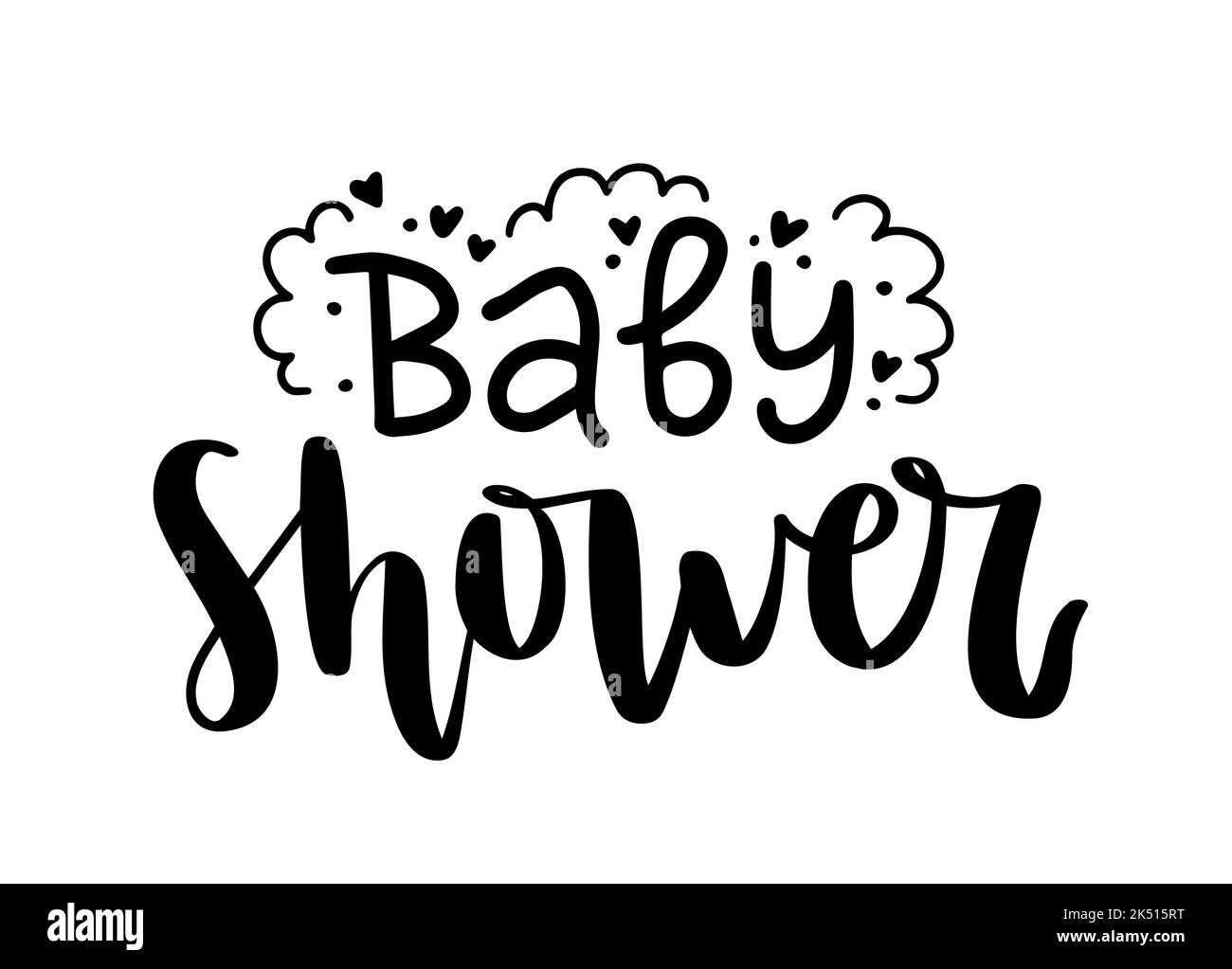 Baby shower hand drawn calligraphy and lettering. Party invitation