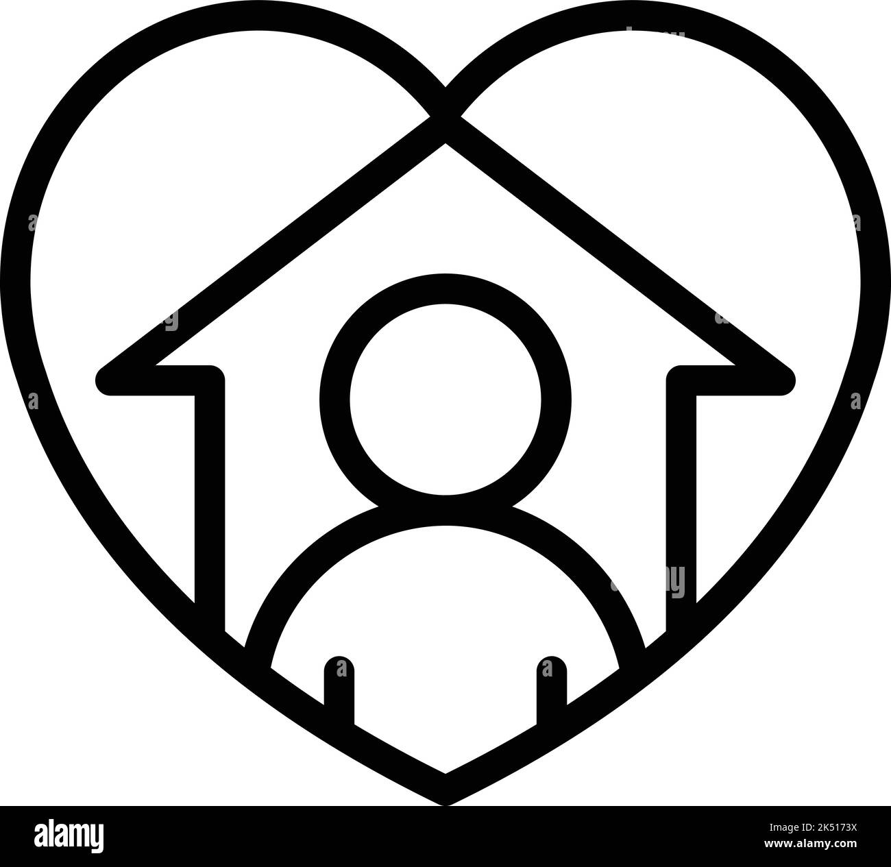 Heart like icon outline vector. Home house. Social family Stock Vector