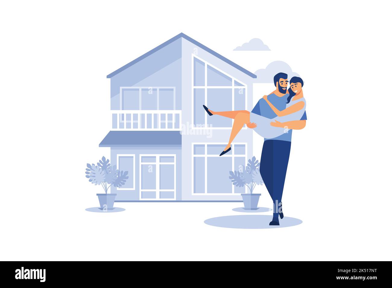 https://c8.alamy.com/comp/2K517NT/woman-being-carried-by-her-lover-outside-his-house-young-people-bought-the-new-house-vector-flat-illustration-happy-family-is-moving-into-new-home-2K517NT.jpg