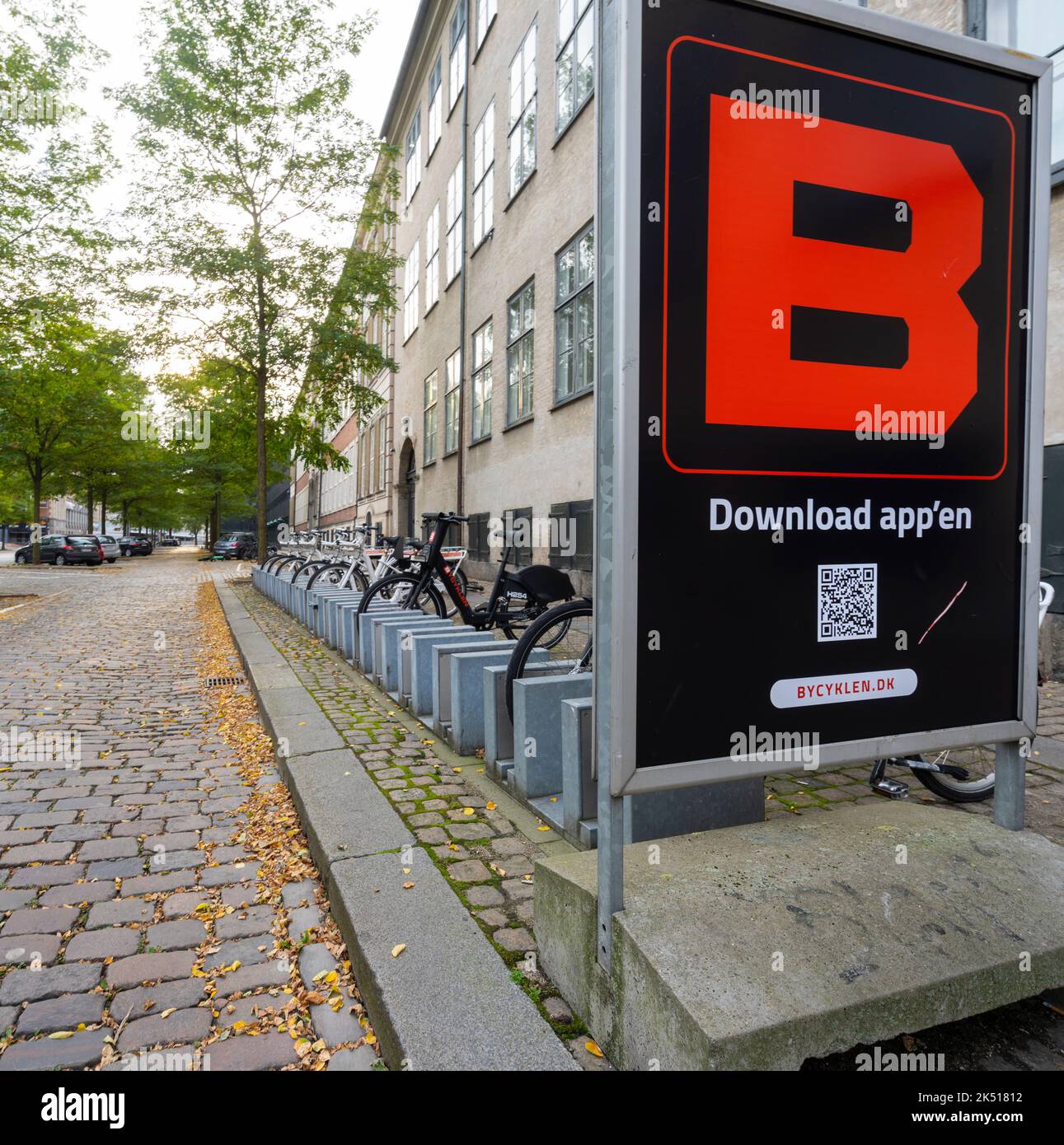 Copenhagen, Denmark. October 2022.  electric bike rental point in the city center Stock Photo