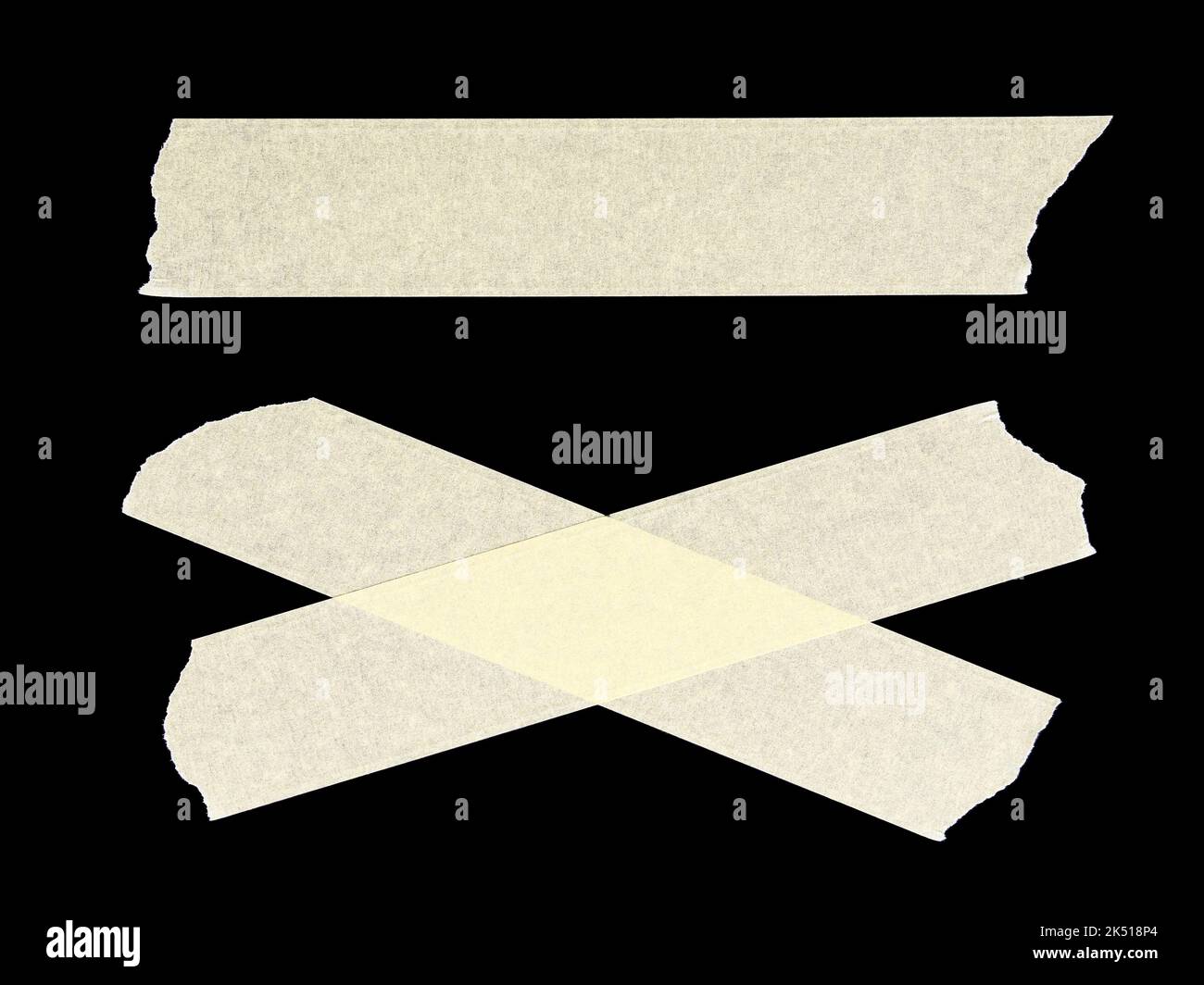 Set of a simple piece of duct tape and folded crosswise isolated on