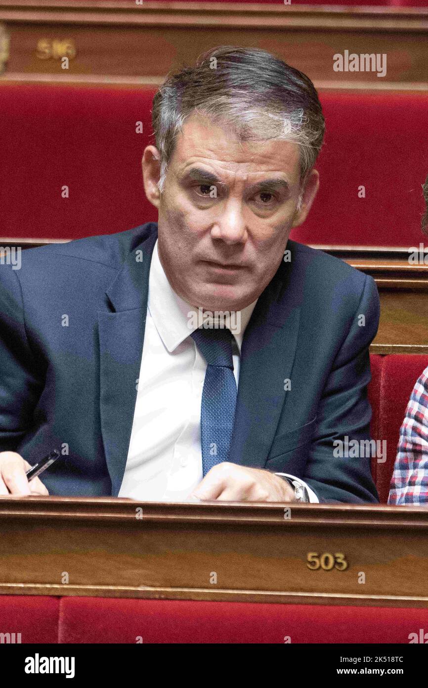 Paris, France. 05th Oct, 2022. Deputy Olivier Faure attends a session of Questions to the