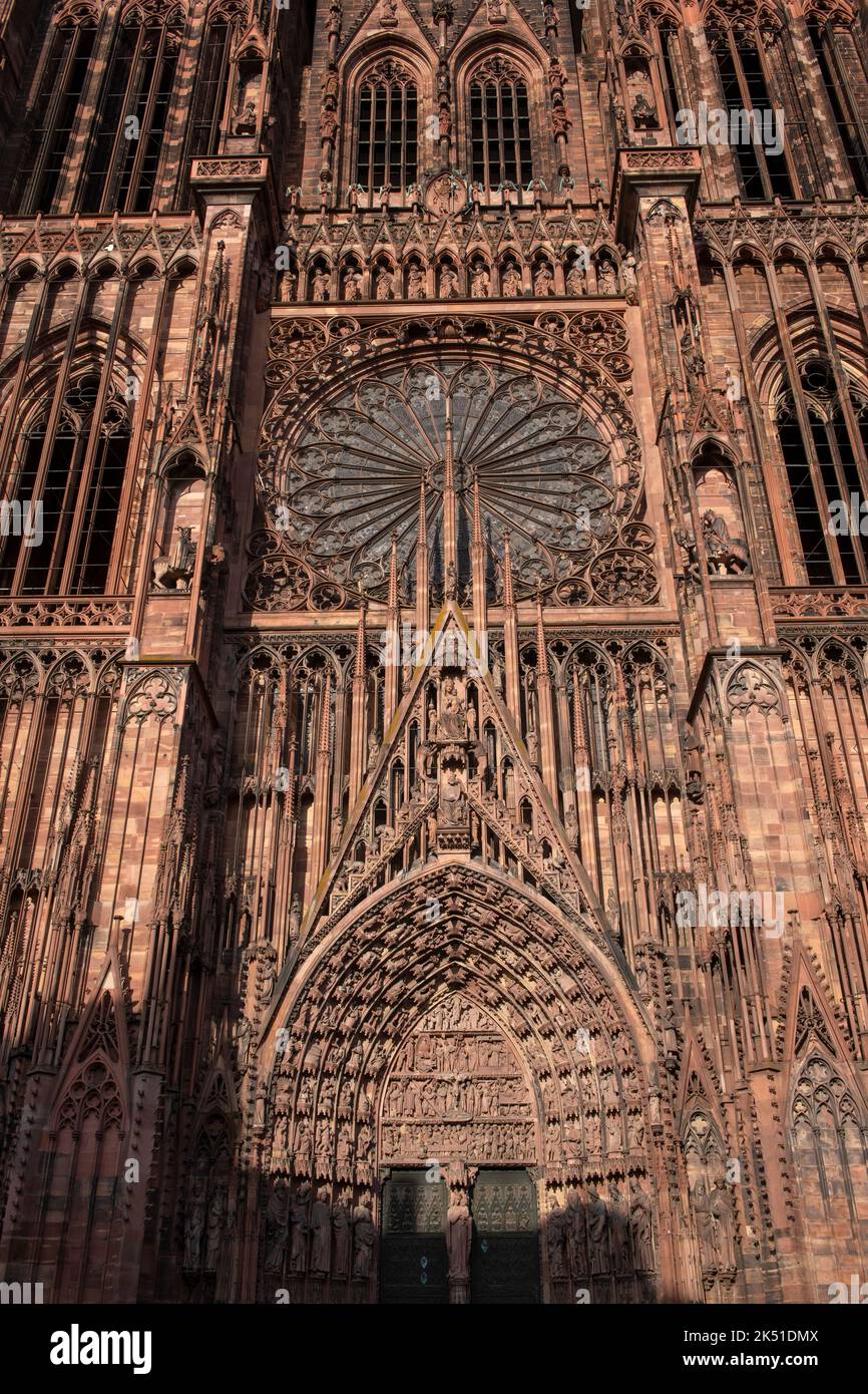 Strasbourg Notre-Dame Cathedral Alsace France Strasbourg Cathedral or the Cathedral of Our Lady of Strasbourg (French: Cathédrale Notre-Dame de Strasb Stock Photo