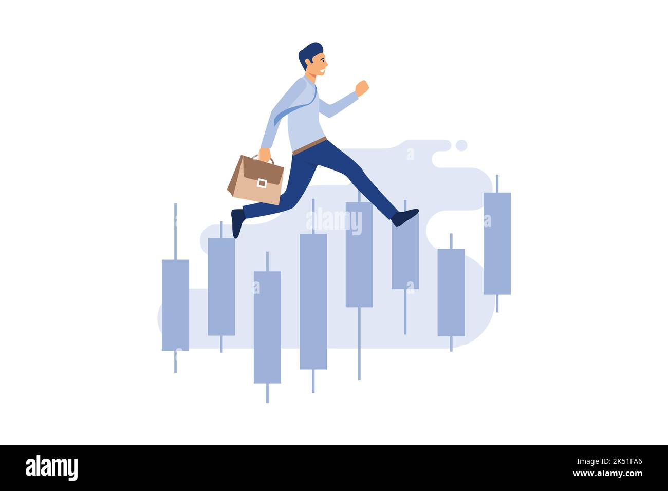 running businessman on Candlestick stock exchange vector flat vector