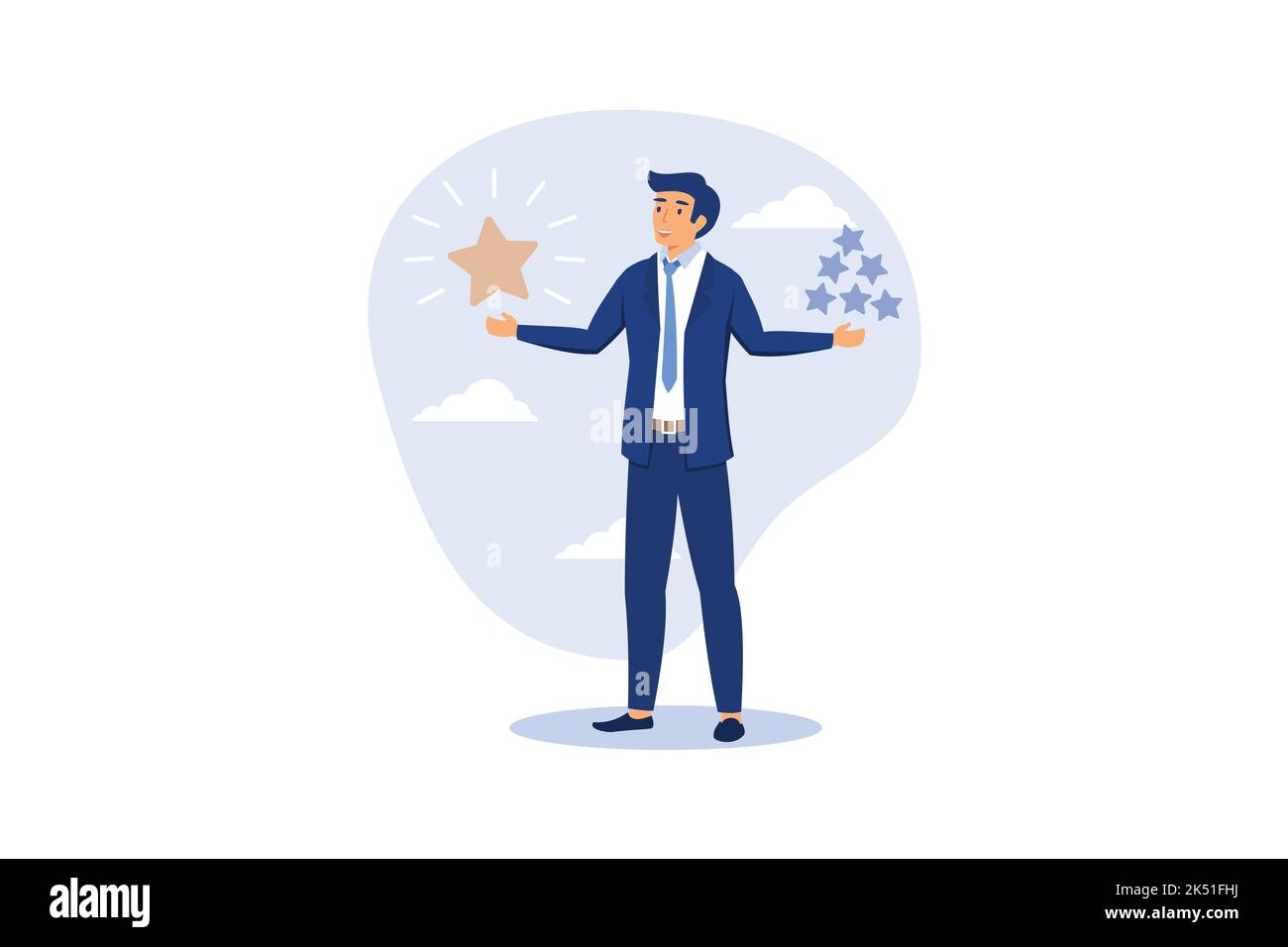 Quality vs quantity, management to assure excellent work outcome, working attitude to deliver superior result concept, smart businessman holding preci Stock Vector