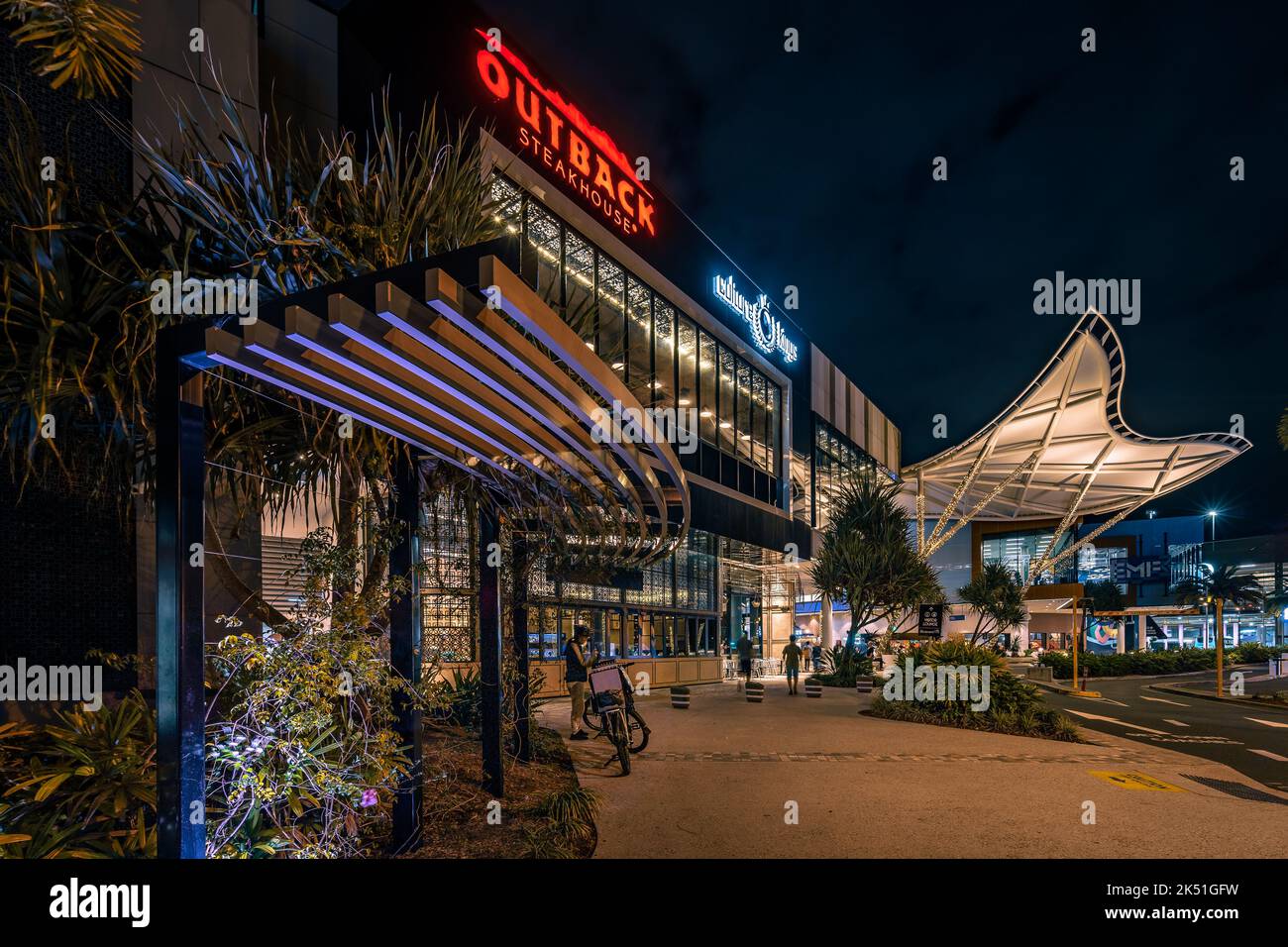 Gold Coast, Australia Pacific Fair shopping centre illuminated at night Stock Photo Alamy