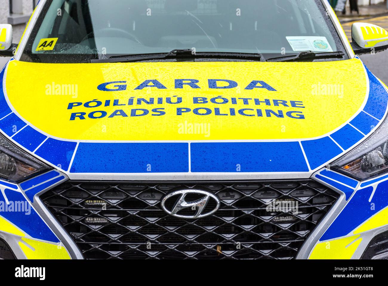 Irish police car. Garda car of Roads Policing Unit of An Garda Siochana