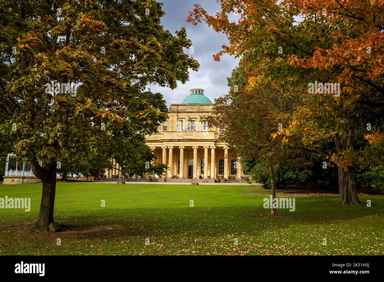 The Pittville Pump Room in the autumn, Cheltenham Spa, Gloucestershire, England Stock Photo