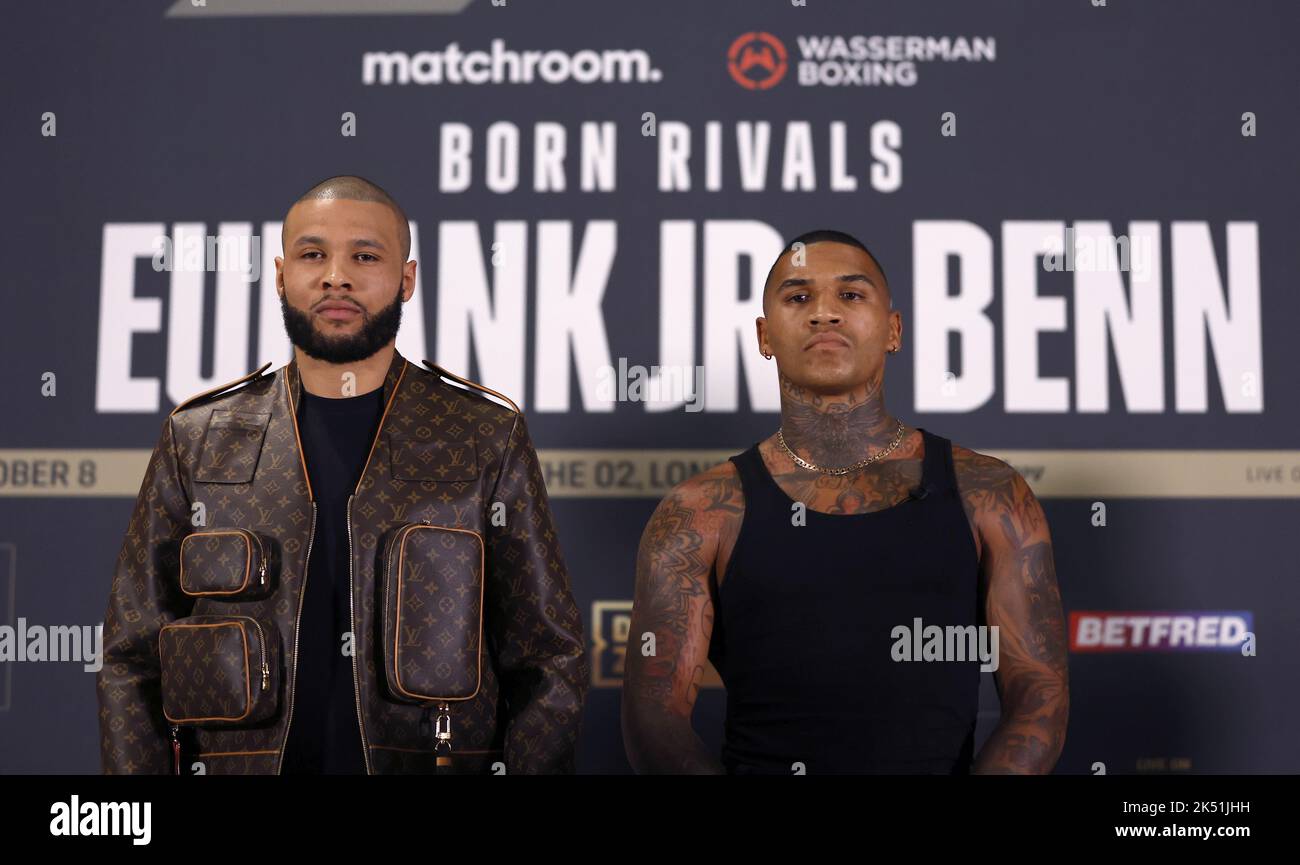File photo dated 12-08-2022 of Chris Eubank Jr (left) and Conor Benn. The British Boxing Board of Control has “prohibited” a fight between Conor Benn and Chris Eubank Jr as “it is not in the interests of boxing”, the governing body has announced in a statement. Issue date: Wednesday October 5, 2022. Stock Photo