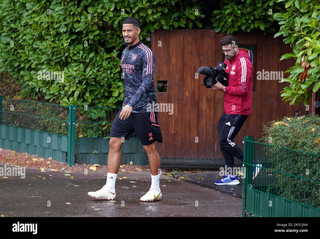Arsenal’s William Saliba during a training session at London Colney. Picture date: Wednesday October 5, 2022. Stock Photo