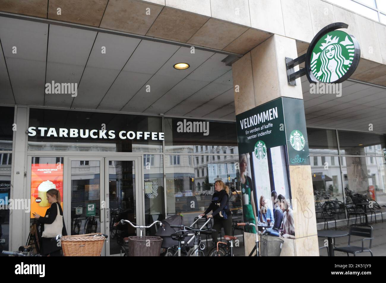 Copenhagen /Denmark/05 October 2022/ Seattle chain starbucks coffee cafe in danish capital