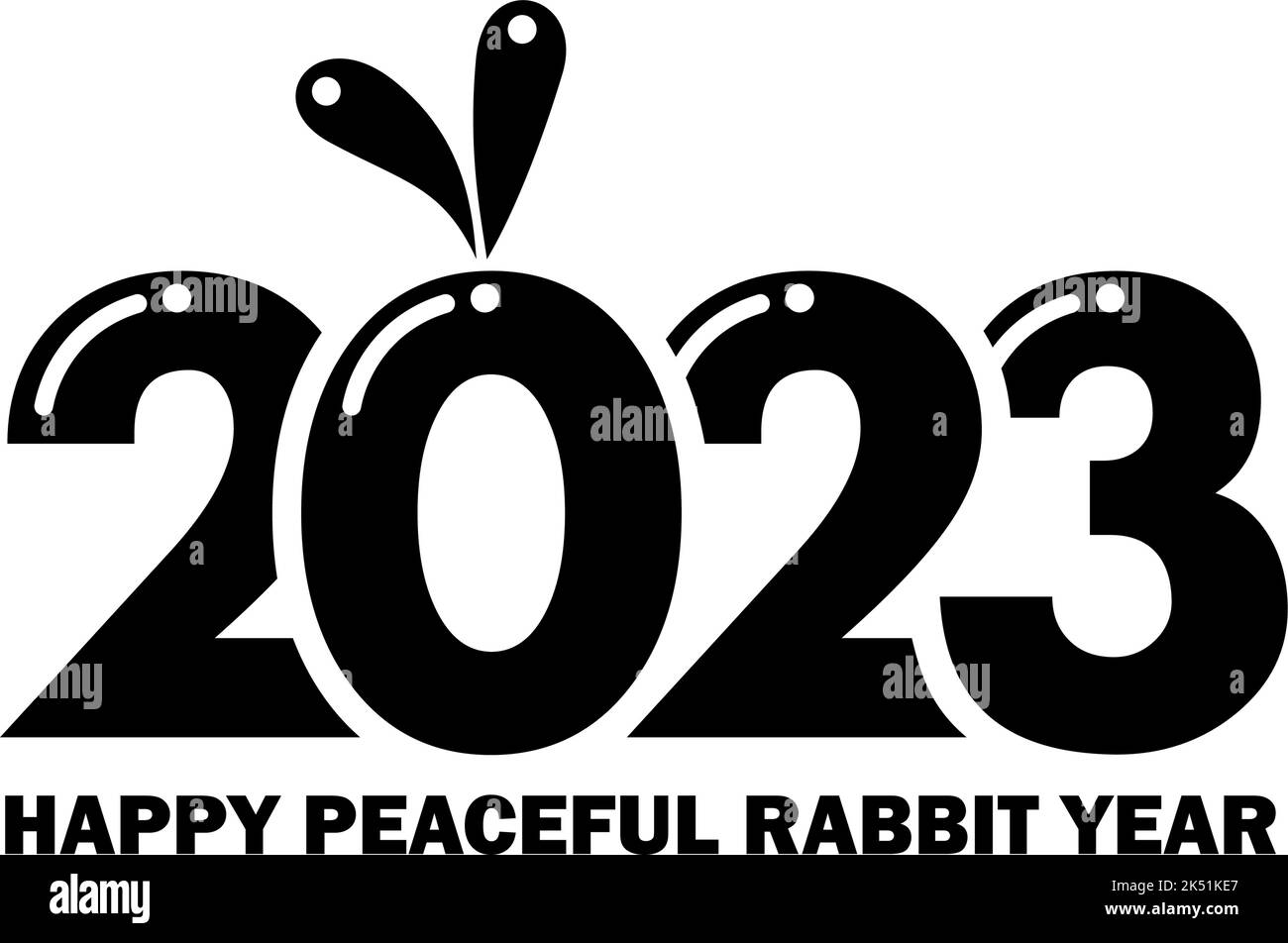 2023 new year of the rabbit according to the Chinese calendar. Rabbit ears in the form of a peace gesture with fingers. Vector on transparent backgrou Stock Vector