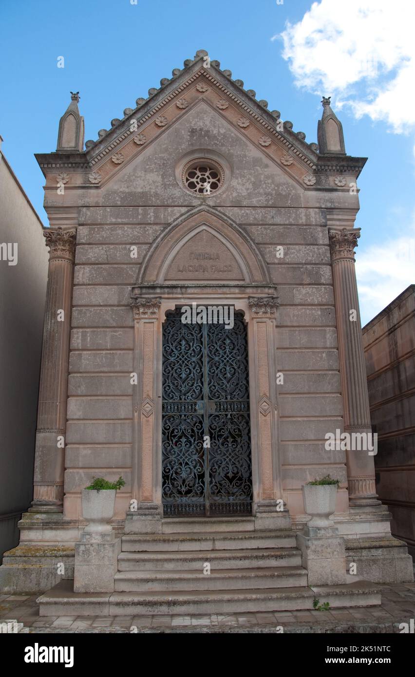 Family Mausoleum, Cemetery, Rosolini, Province of Siracusa (Syracuse), Sicily, Italy Stock Photo