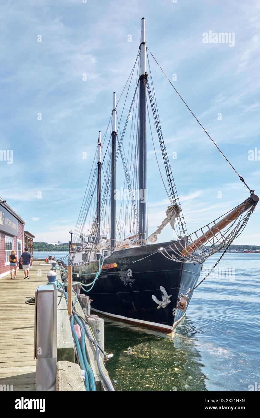 Built in 1939 in Sweden, the Silva is a tall ship located in Halifax Nova Scotia.  A popular tourist attraction, the ship is now used to provide cruis Stock Photo