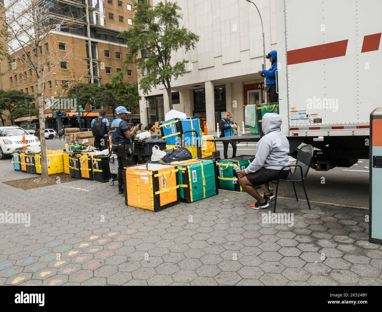 Workers prepare Amazon deliveries for distribution in the Lincoln
