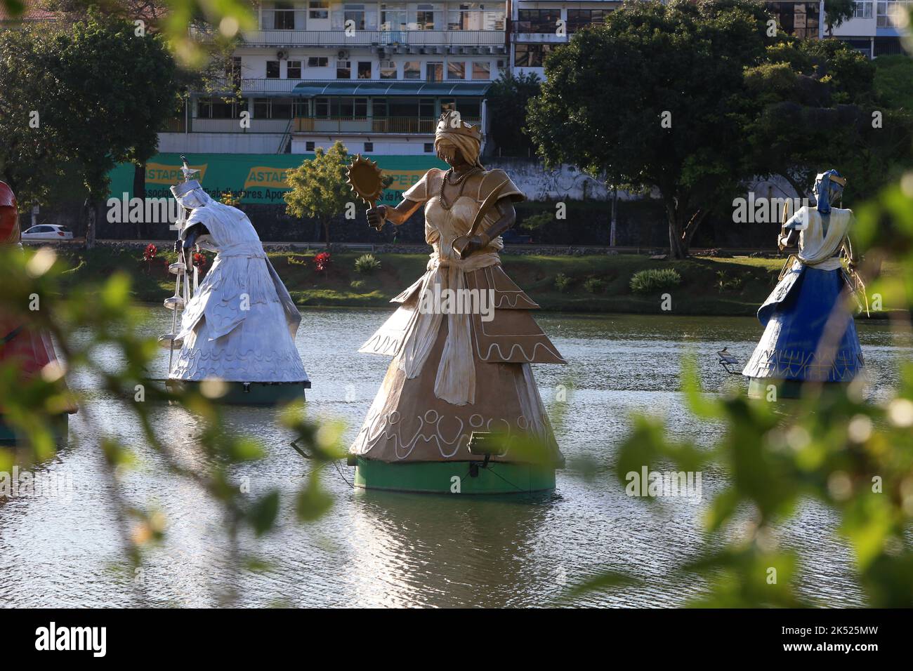 salvador, bahia, brazil - september 29, 2022: sculptures of Orixa - entity of African matter religions - exposed in the lake of Dique do Tororo, in th Stock Photo