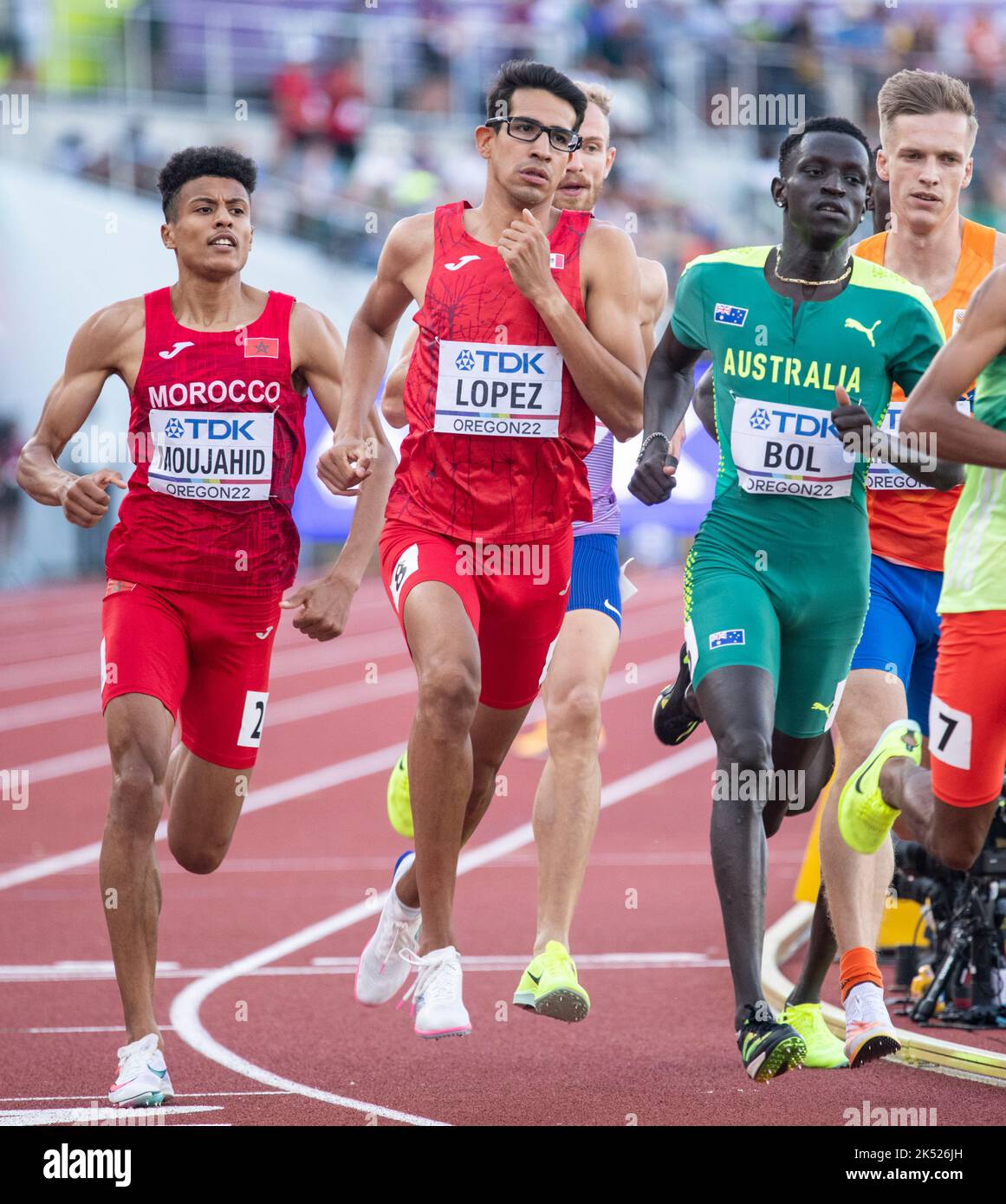 Elhassane Moujahid of Morocco and Jesus Lopez of Spain competing in the