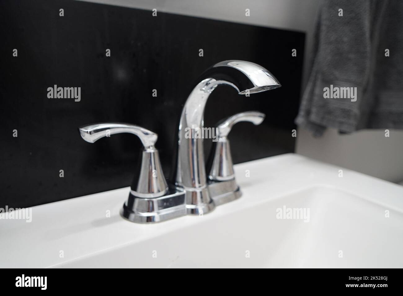 chrome bathroom faucet clean modern nobody Stock Photo