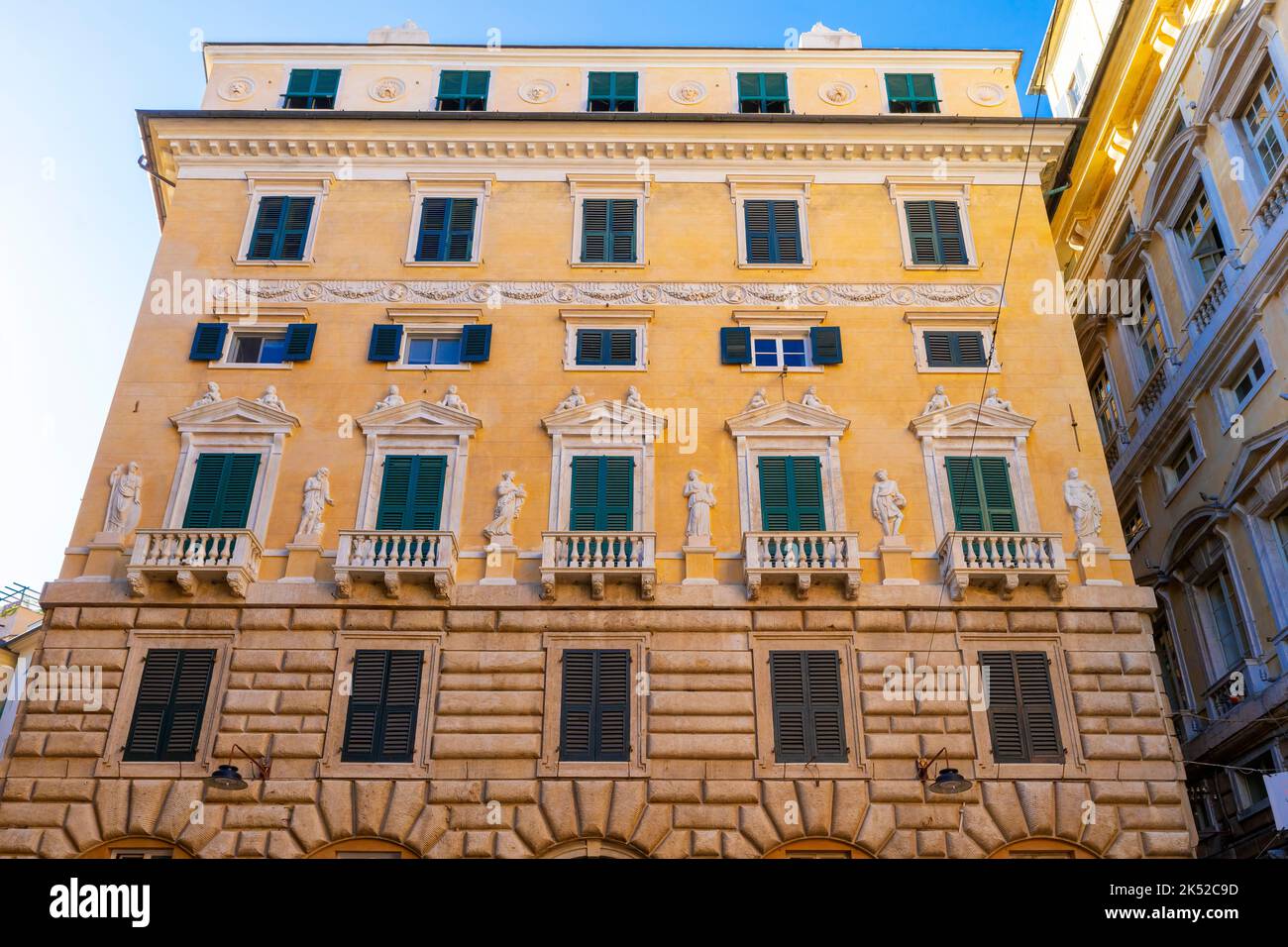 Apartment house in neoclassical facade on Square of Fossatello (Piazza