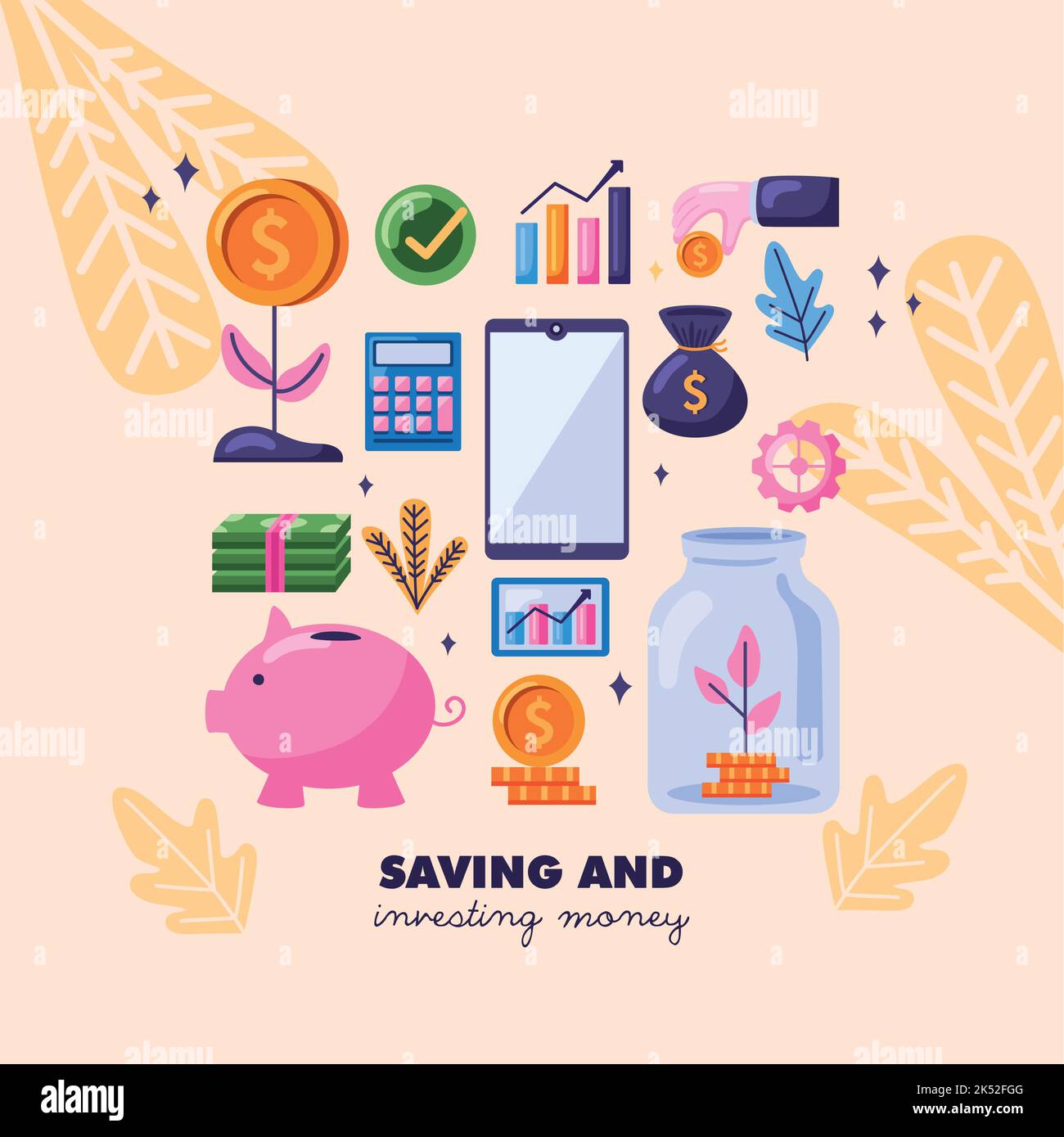 savings and investing money icons Stock Vector Image & Art - Alamy