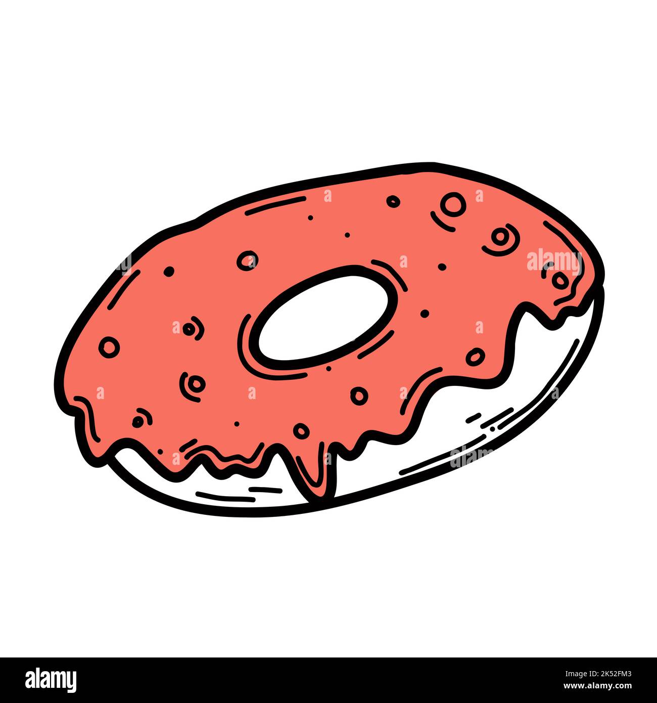 Hand drawn doodle donut with toping. Vector bakery Stock Vector