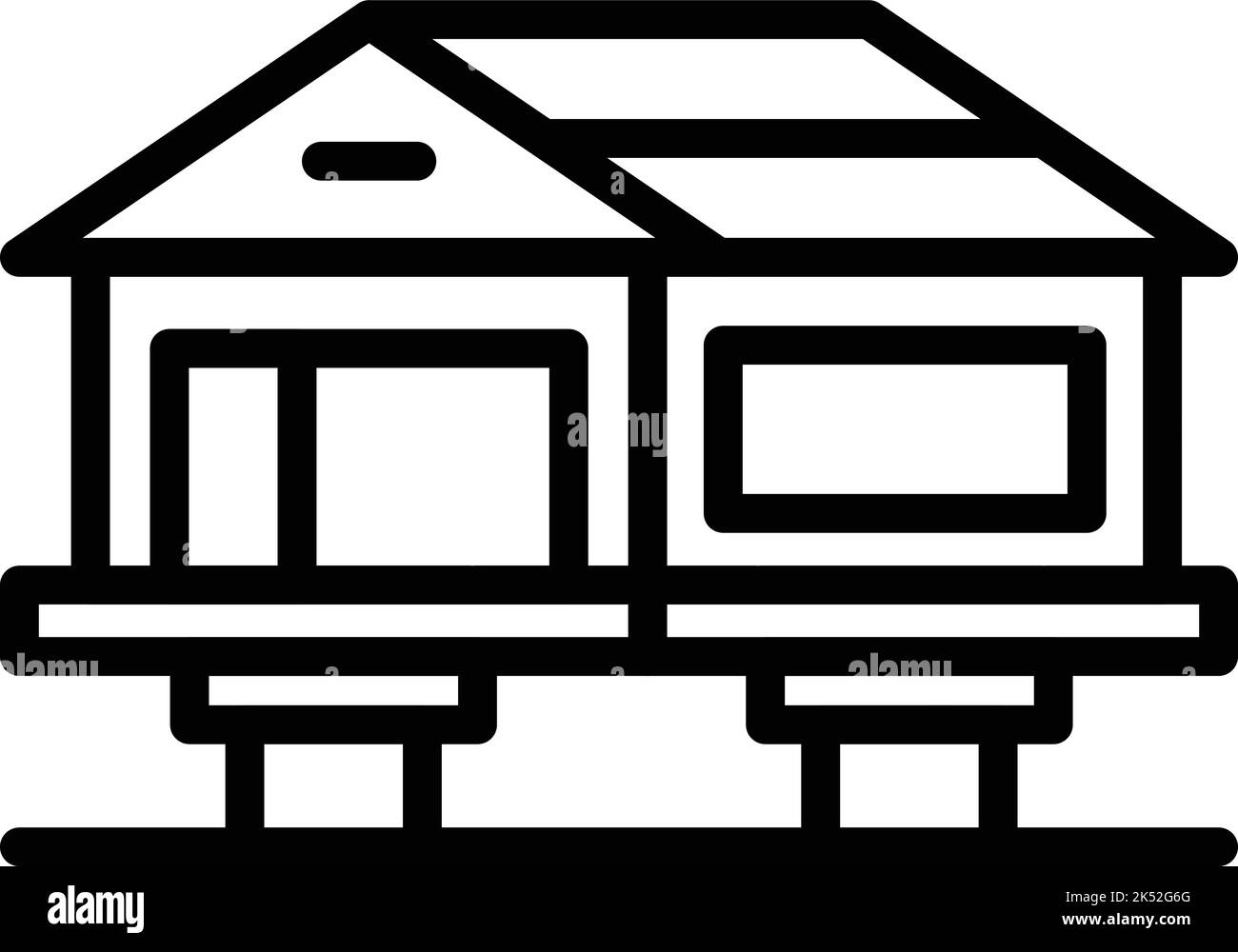 Wood home icon outline vector. House cabin. Beach house Stock Vector