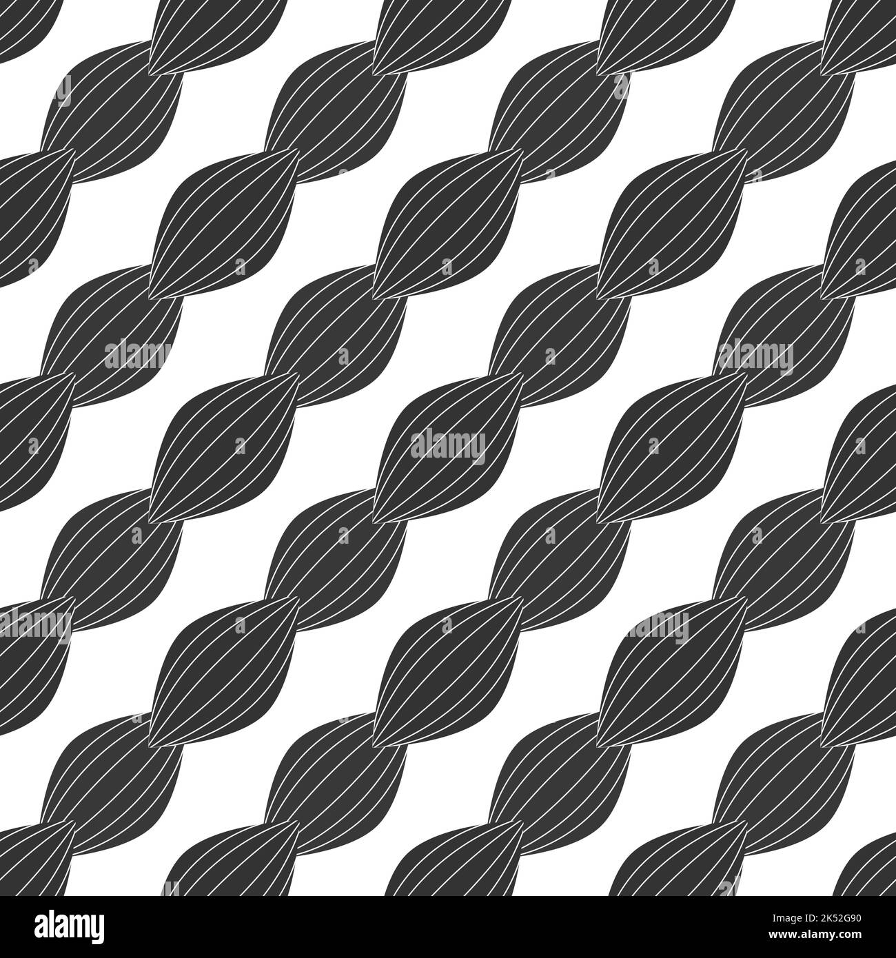 Black and white braid seamless pattern. Vector illustration. Stock Vector
