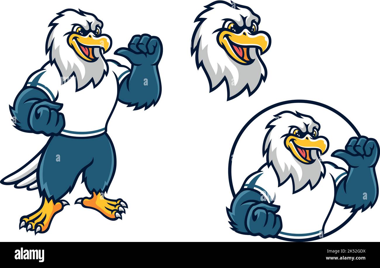 Strong Bald Eagle Mascot Character Design Stock Vector