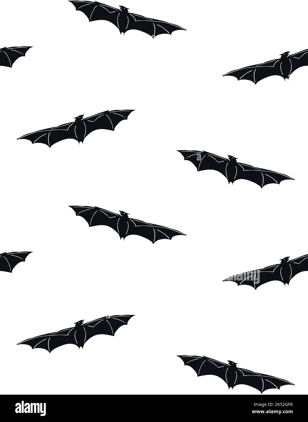 Vector seamless pattern of hand drawn flying bat silhouette isolated on ...