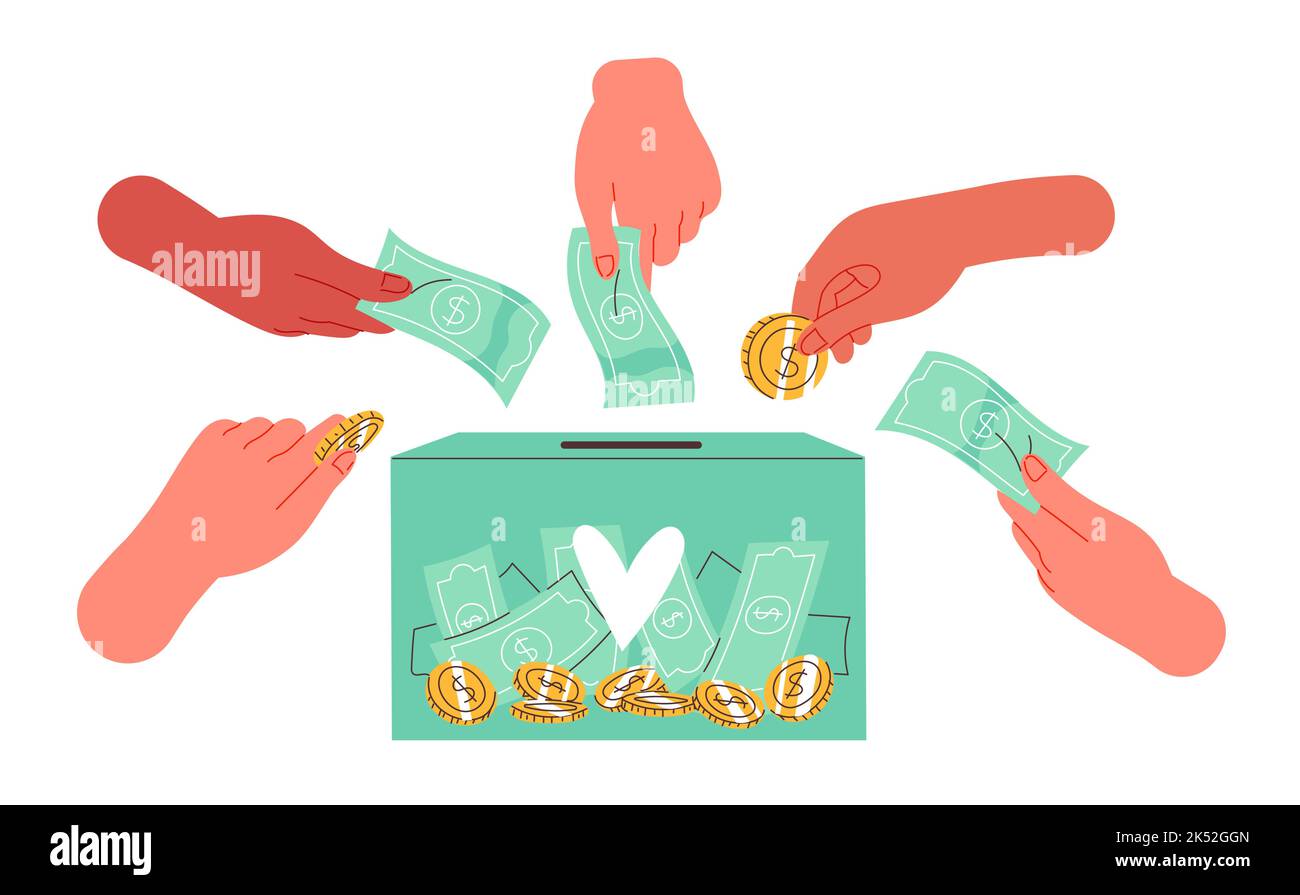 People donate money to charity. Stock Vector