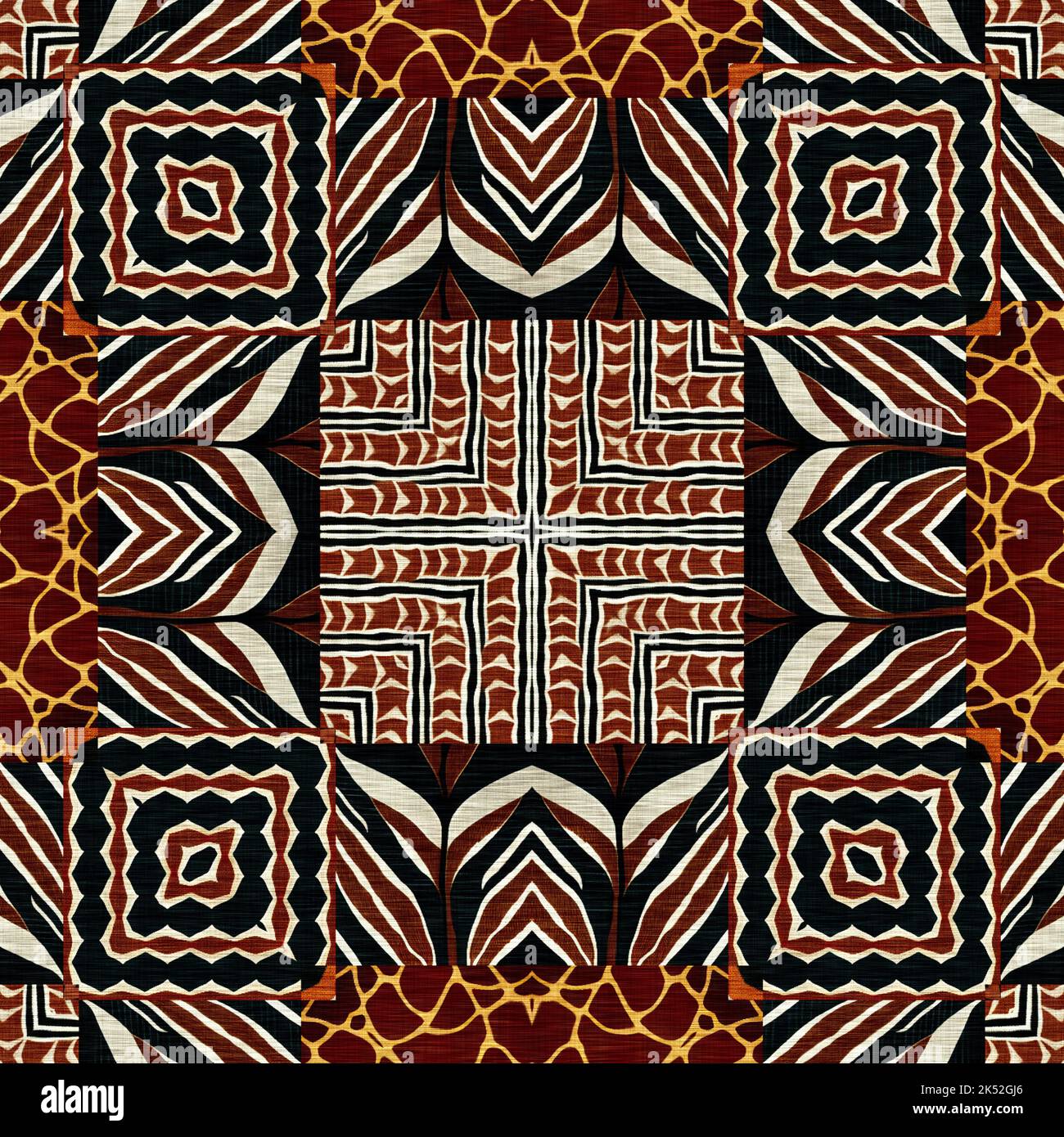 African kente cloth patchwork effect pattern. Seamless geometric quilt ...