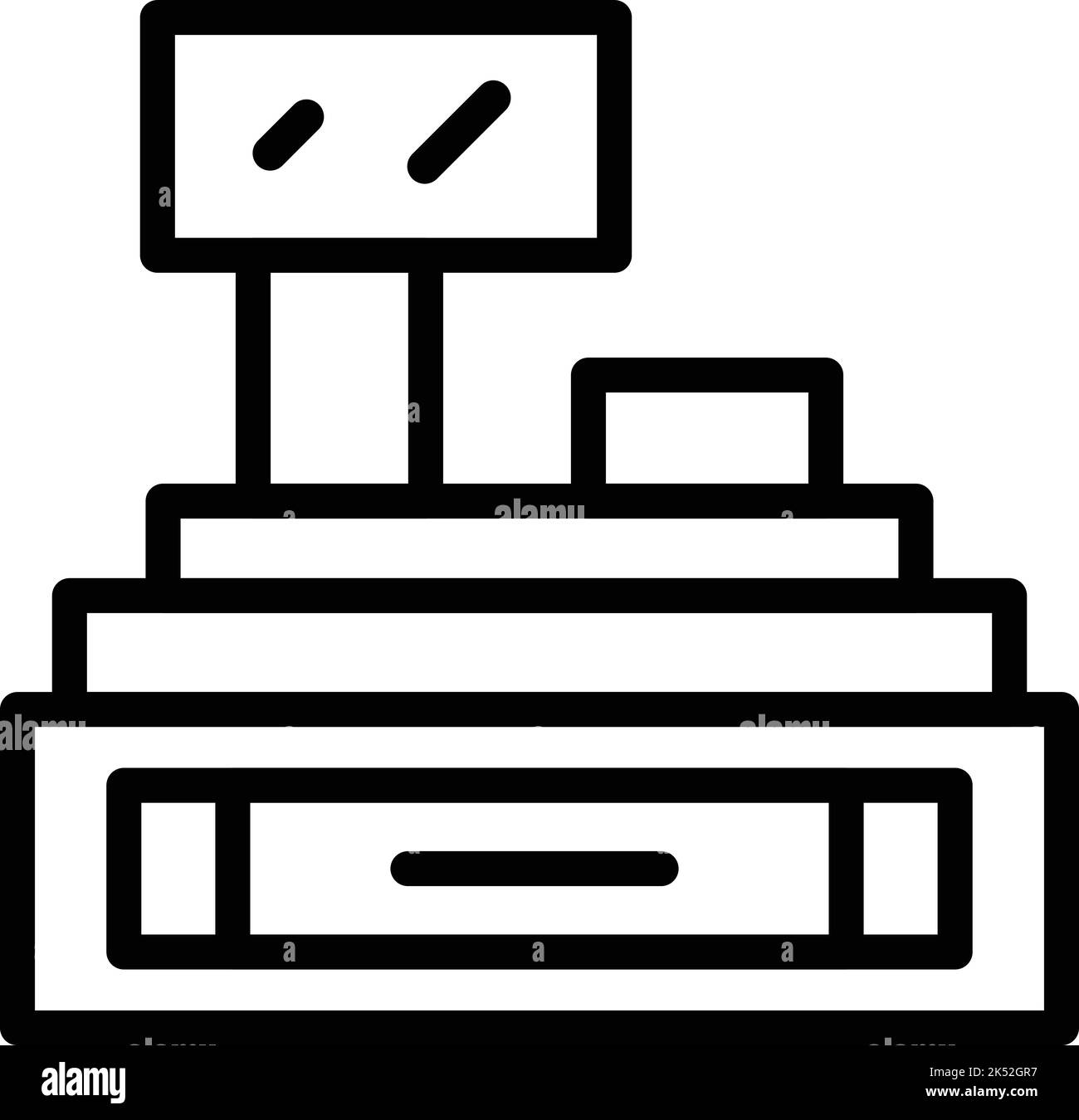 Machine pos icon outline vector. Cash register. Store screen Stock ...