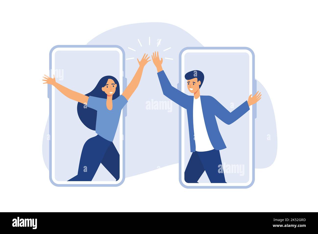 Virtual hi five for success collaboration, remote working or online