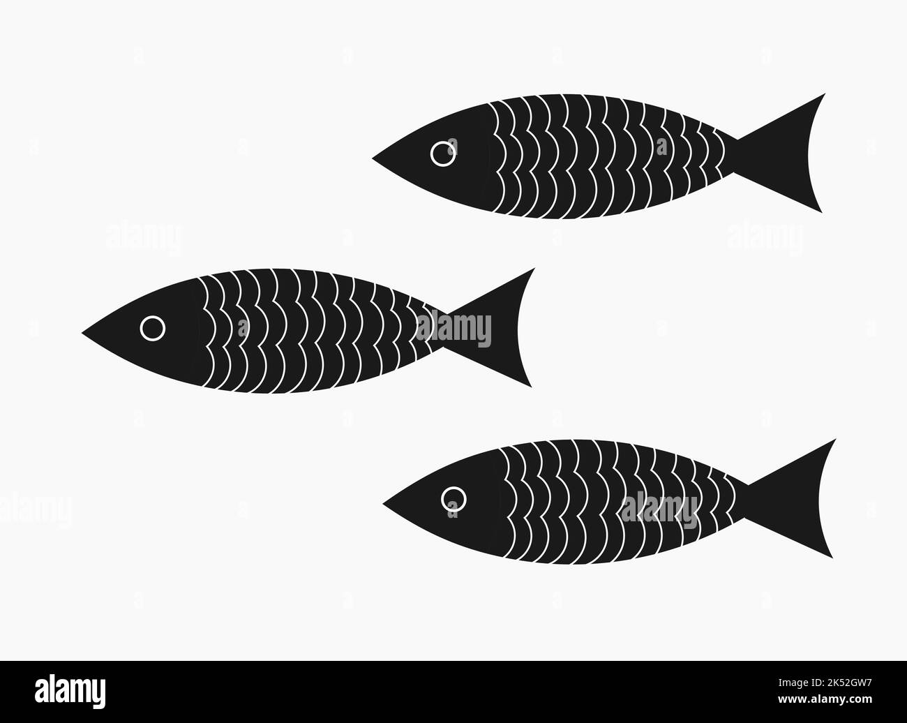Three sea fish isolated on white background. Vector illustration. Stock Vector