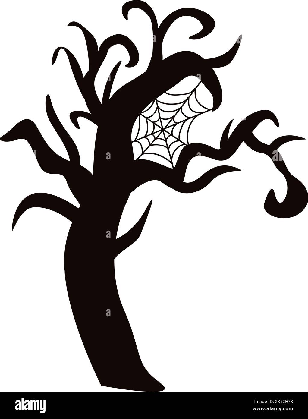 dry tree with spiderweb silhouette Stock Vector Image & Art - Alamy