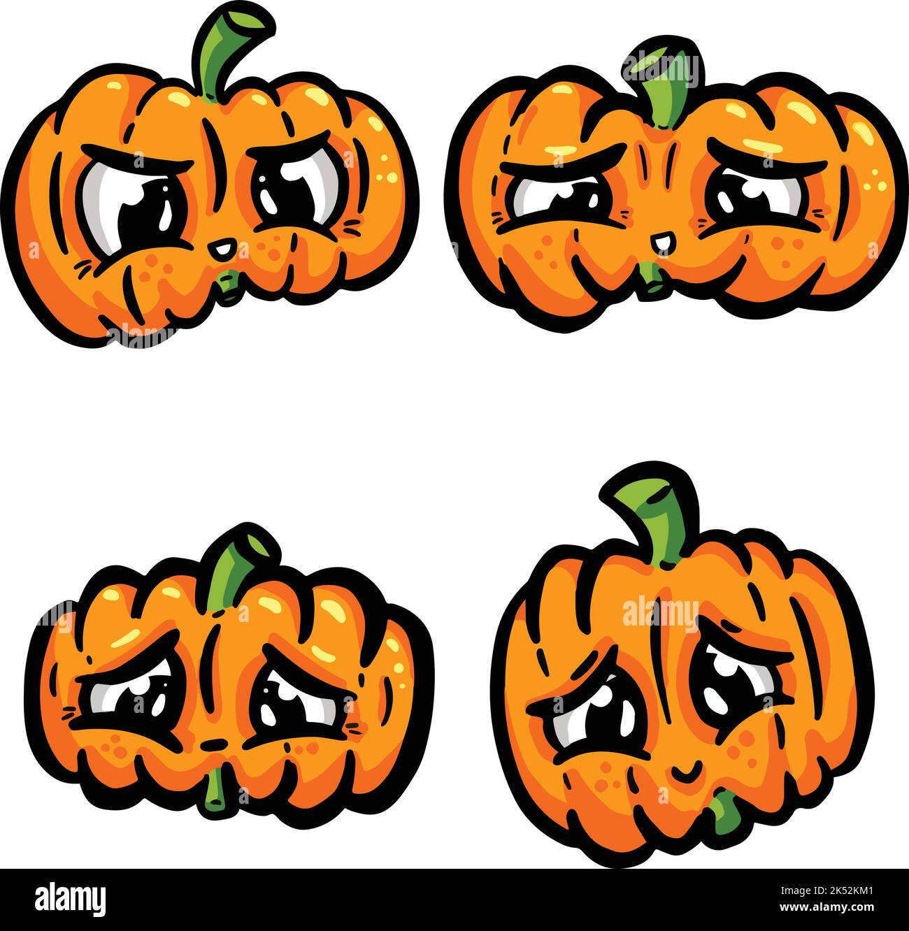Cartoon Pumpkin Characters with Faces Orange with Eyes and Face ...