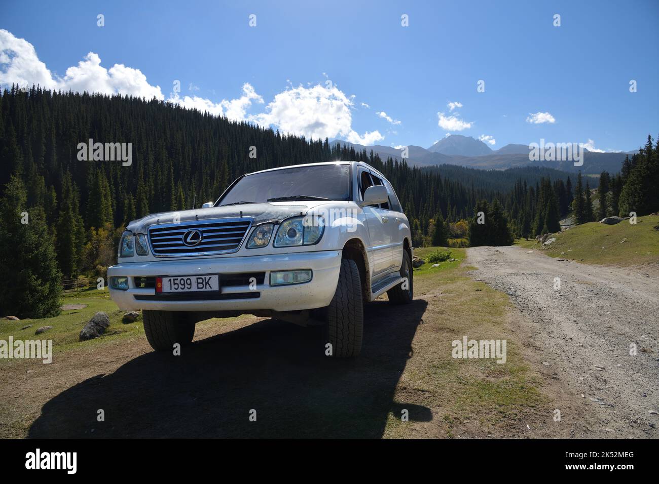 IssykKul, Kyrgyzstan Sept 19, 2022 Offroad car shown in Grigorievskoe Kyrgyzstan