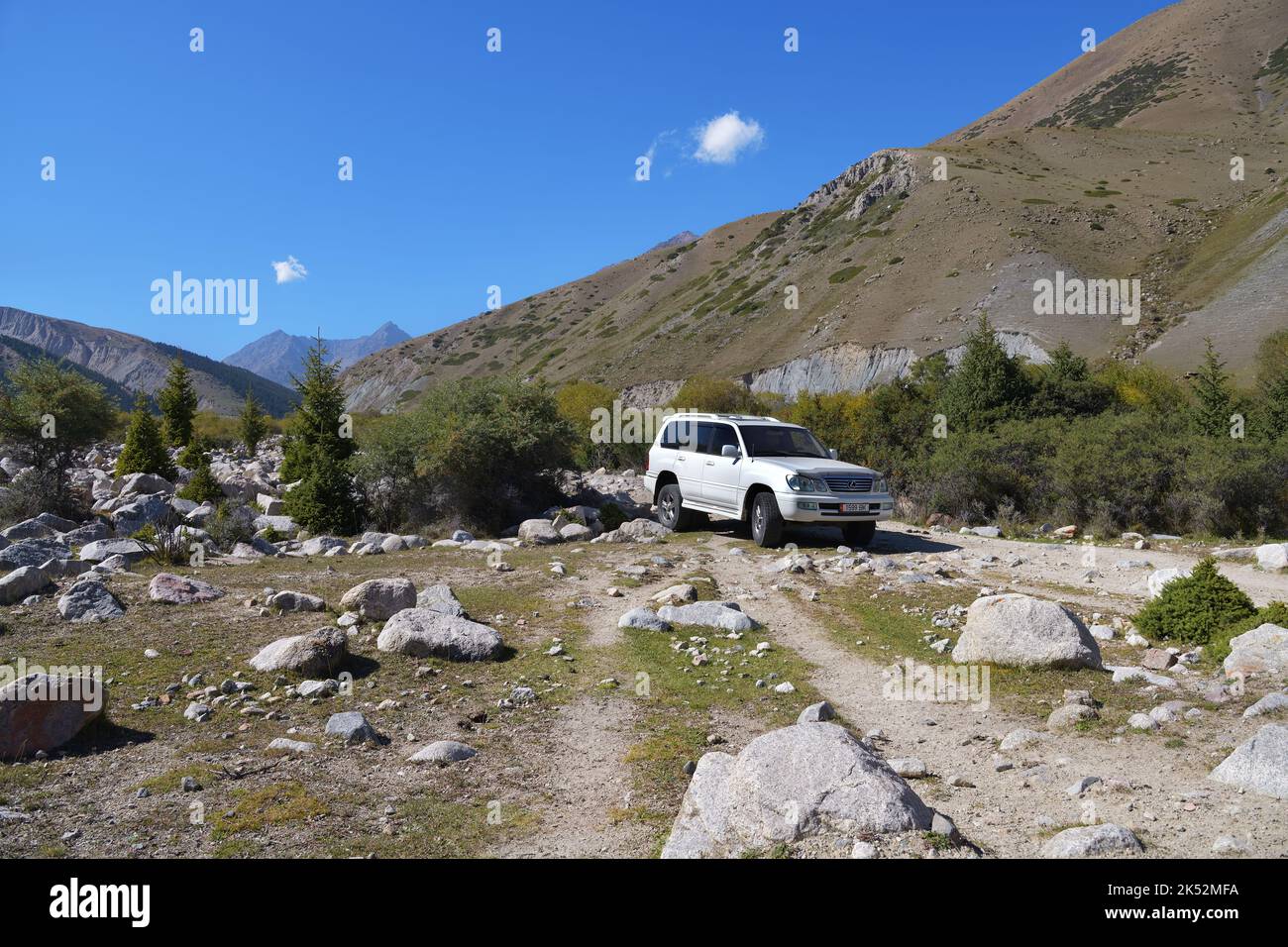 IssykKul, Kyrgyzstan Sept 19, 2022 Offroad car shown in Grigorievskoe Kyrgyzstan