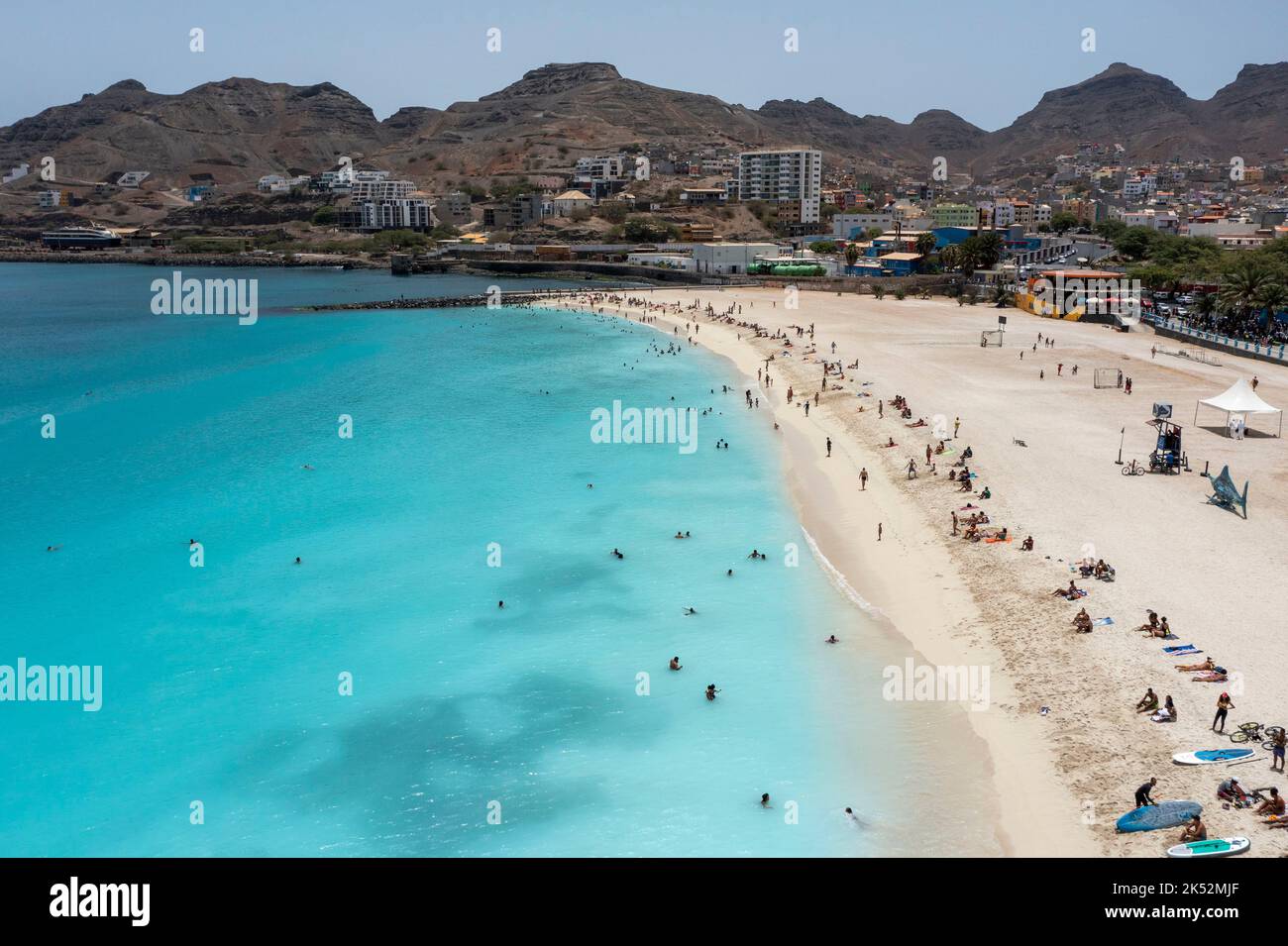 Cap Vert, Sao Vincente island, Mindelo, Laginha Beach (aerial view