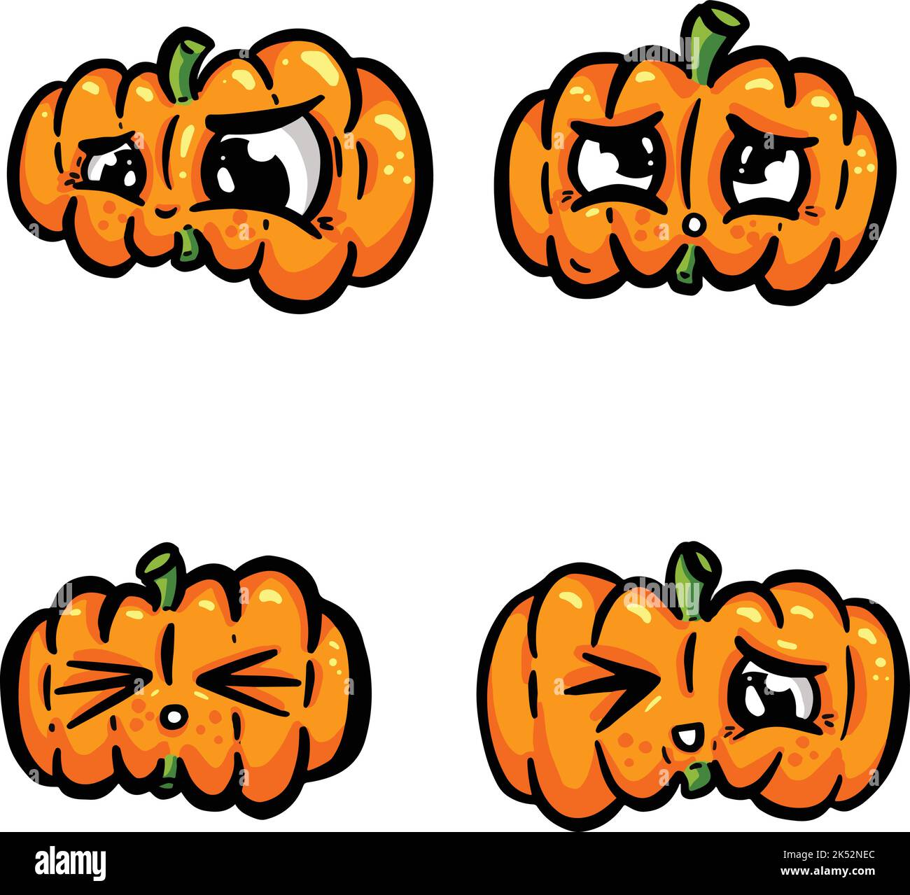 Cartoon Pumpkin Characters with Faces Orange with Eyes and Face ...