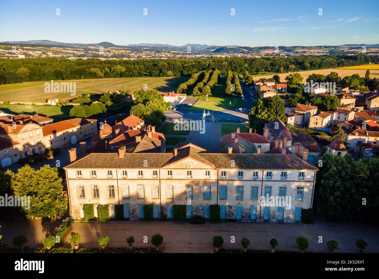 France, Puy de Dome, Parentignat, Parentignat castle, near Issoire, Allier valley (aerial view) Stock Photo