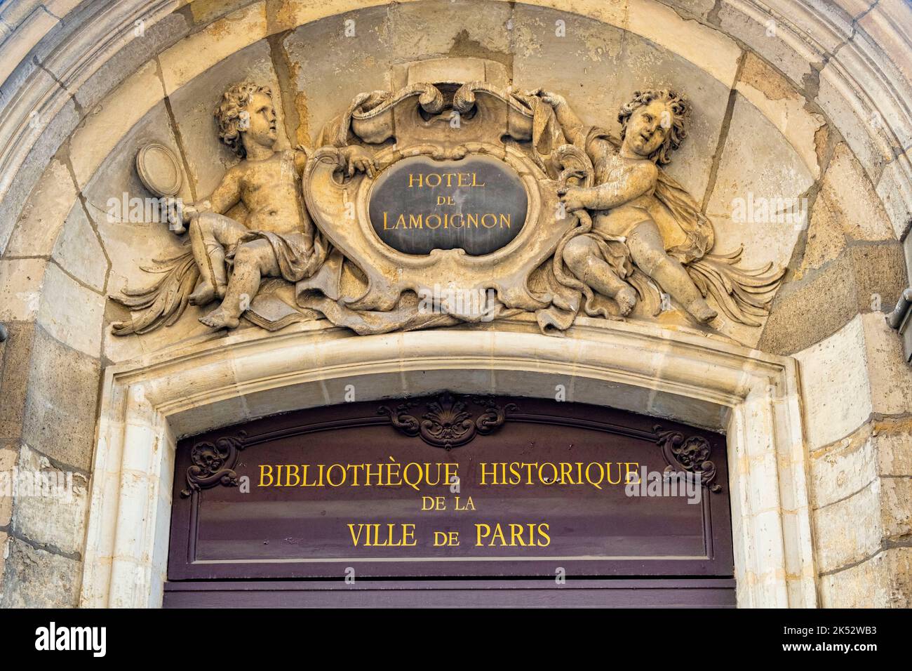 France, Paris, Marais district, Hotel de Lamoignon, Historical Library of the City of Paris Stock Photo