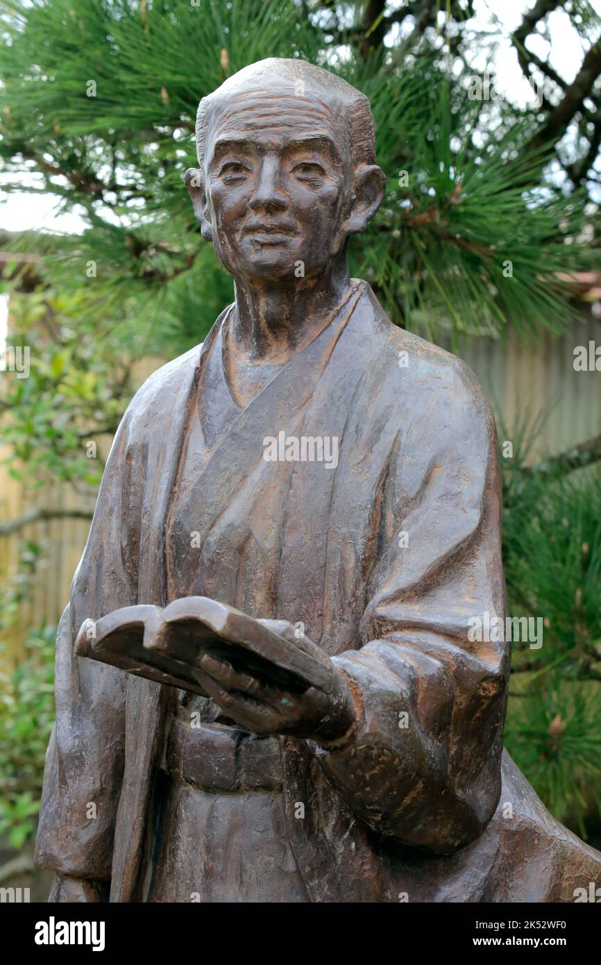 Inou Tadataka statue in the garden of his old house Katori city Japan ...