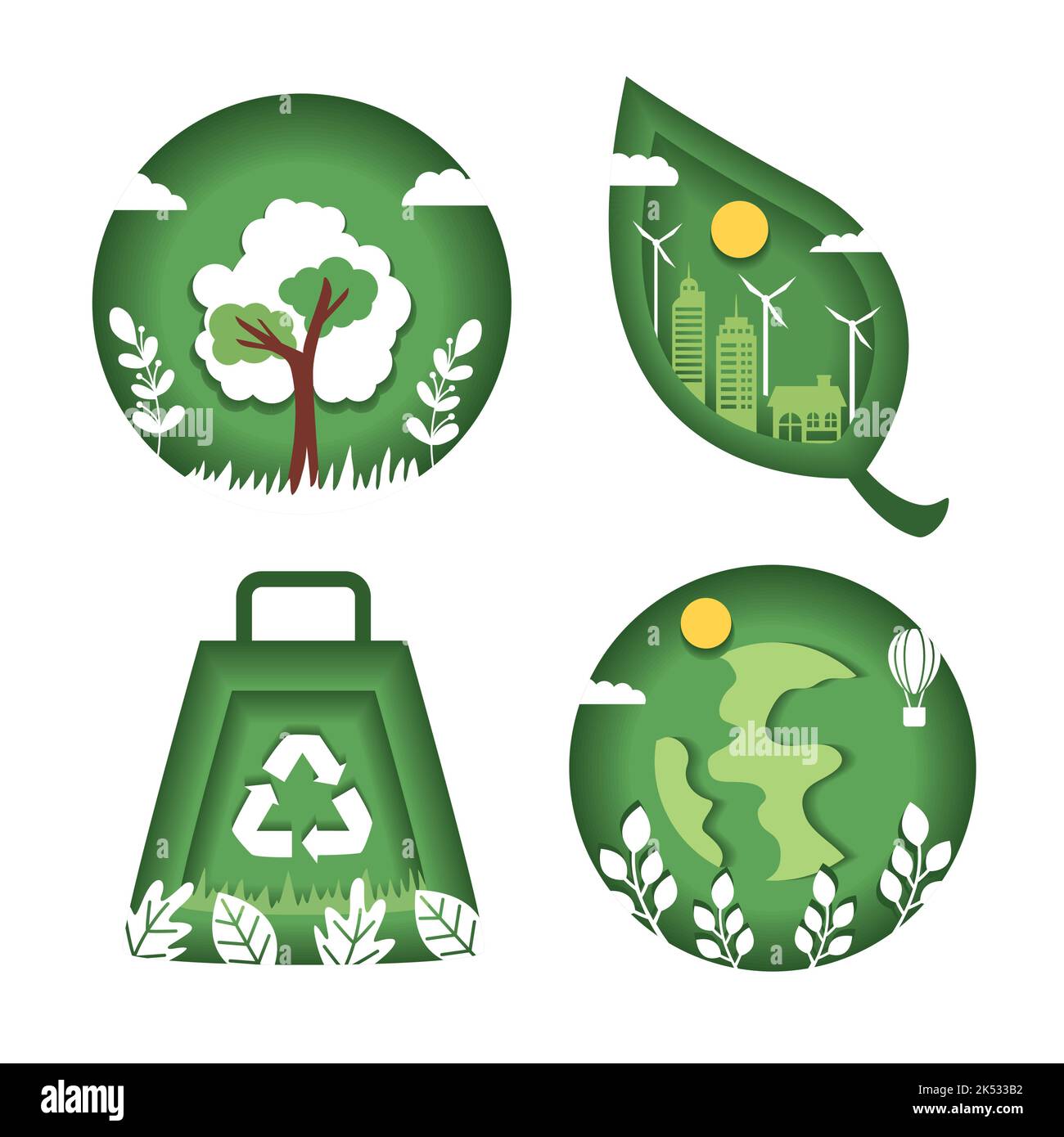 four eco friendly set icons Stock Vector Image & Art - Alamy