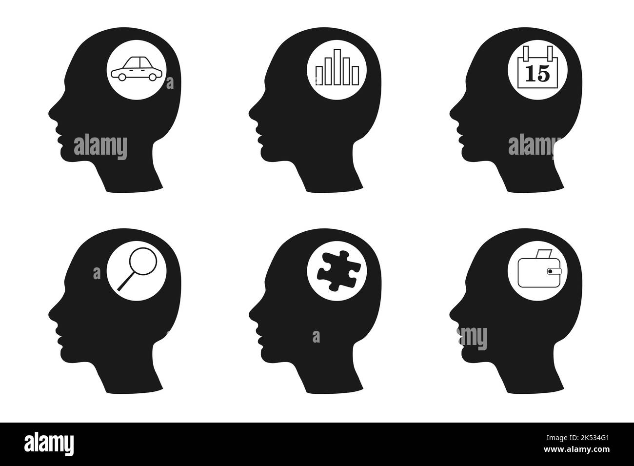 Psychology, brain, face, human thinking Stock Photo