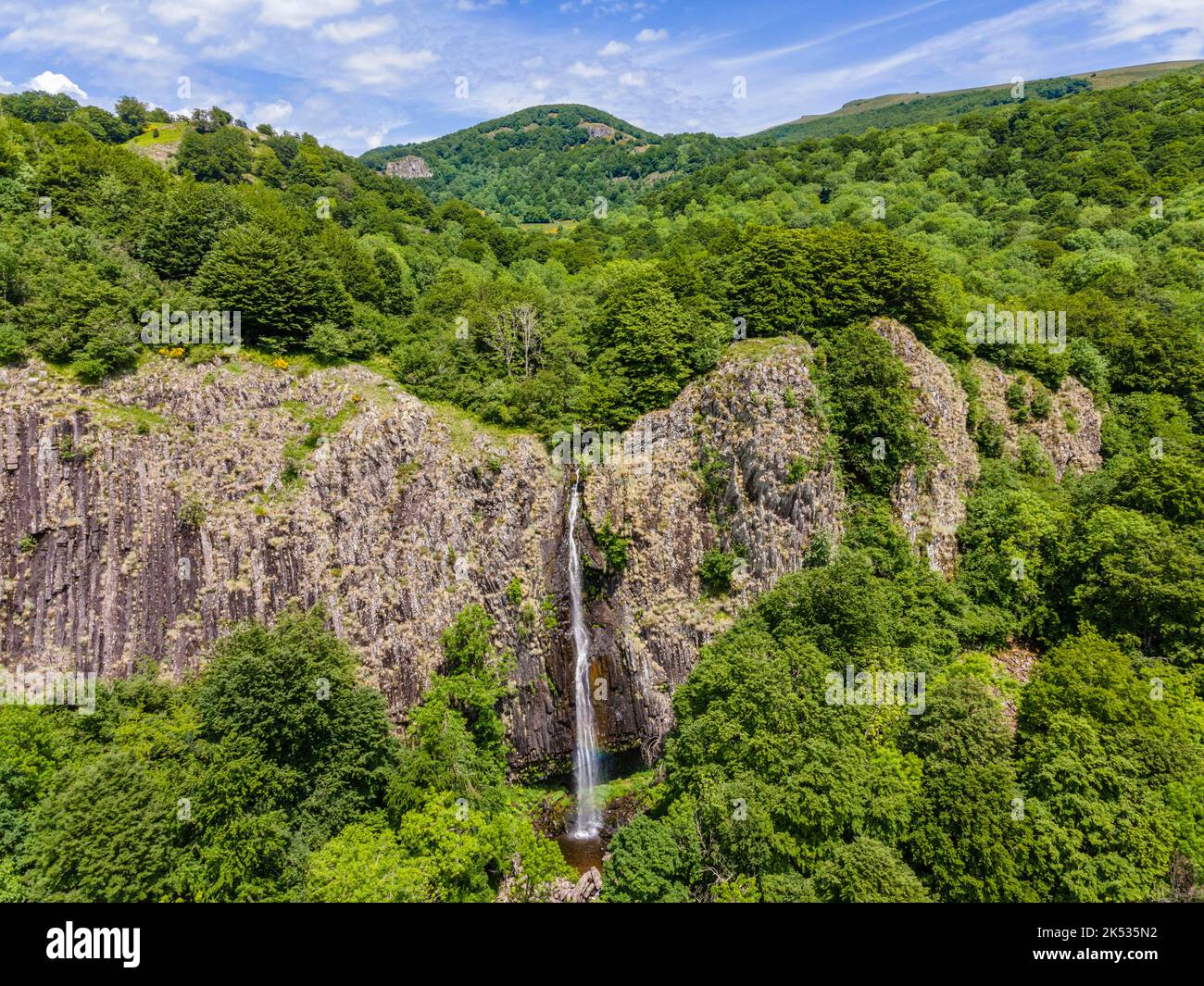 France, Cantal, Thiezac, Faillitoux waterfall, Regional natural park ...