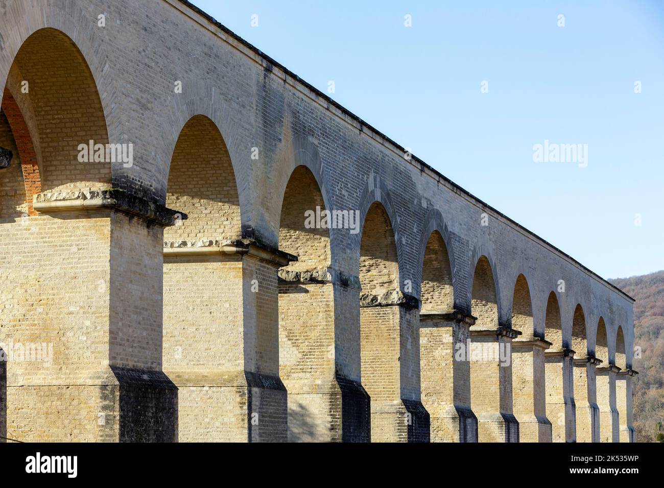 France, Moselle, Jouy aux Arches, 2nd century Gorze Roman aquaduct which crossed the Moselle river between Ars sur Moselle and Jouy aux Arches to brin Stock Photo