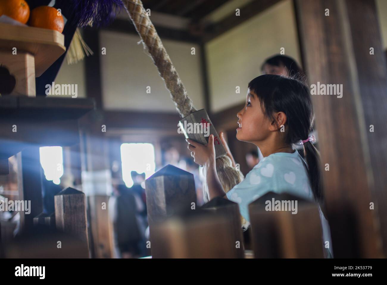 Visitors inside Himeji Castle (Himejijō), also known as White Heron