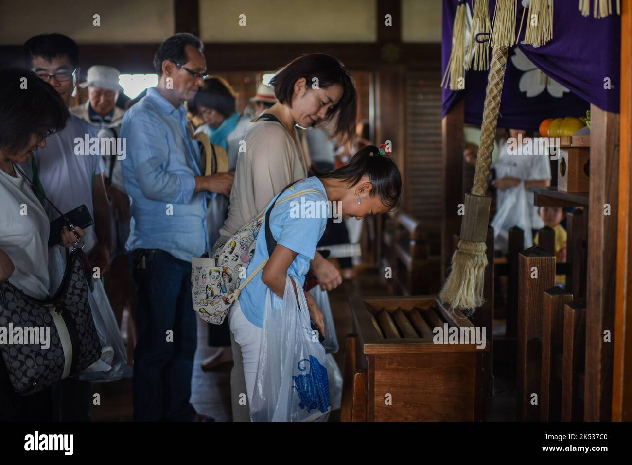Visitors inside Himeji Castle (Himejijō), also known as White Heron